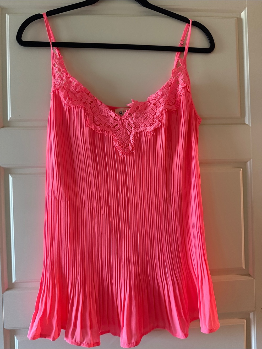 Bibi Lace-Trim Pleated Cami Slip - Hot Pink
